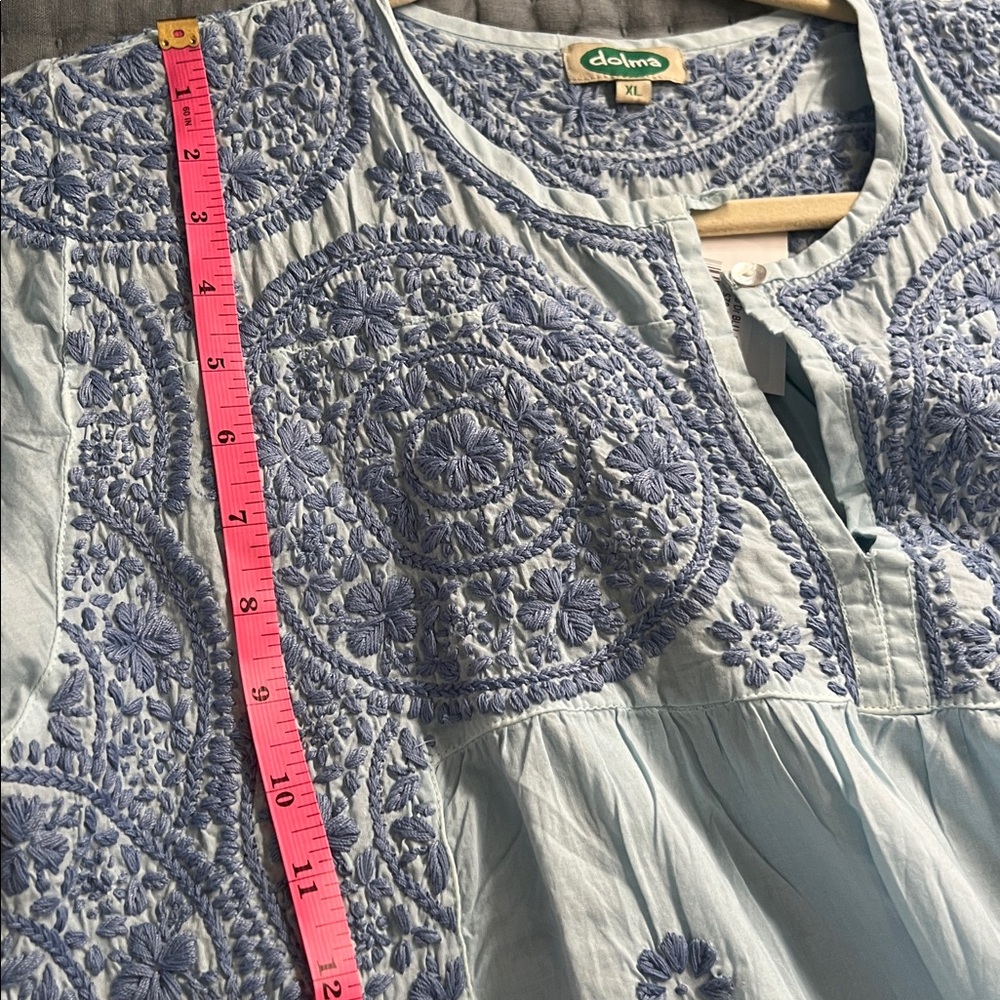 NWT Blue Embroidered Cotton Dress - Picture 10 of 10
